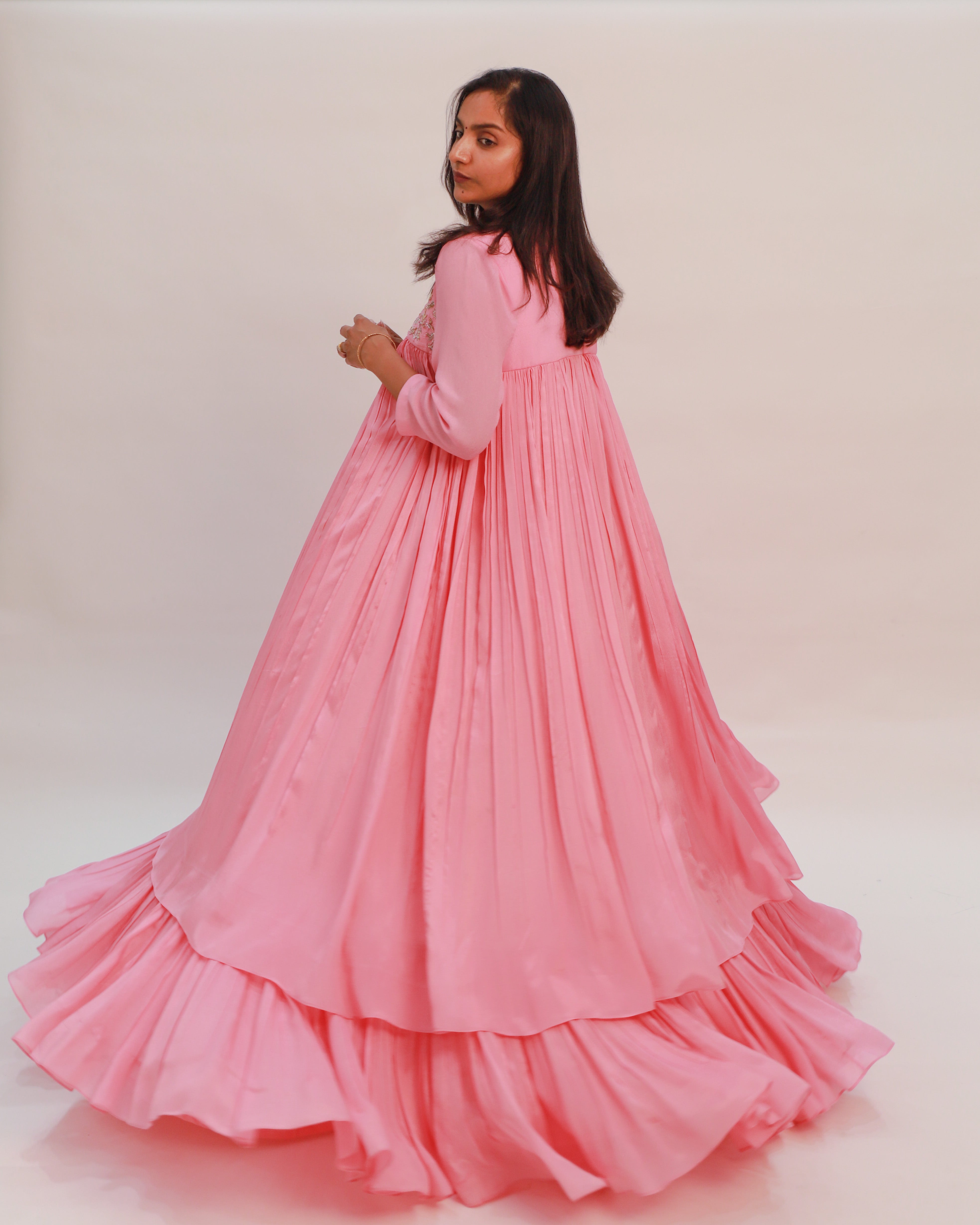 Pink Double Layered Ruched Dress