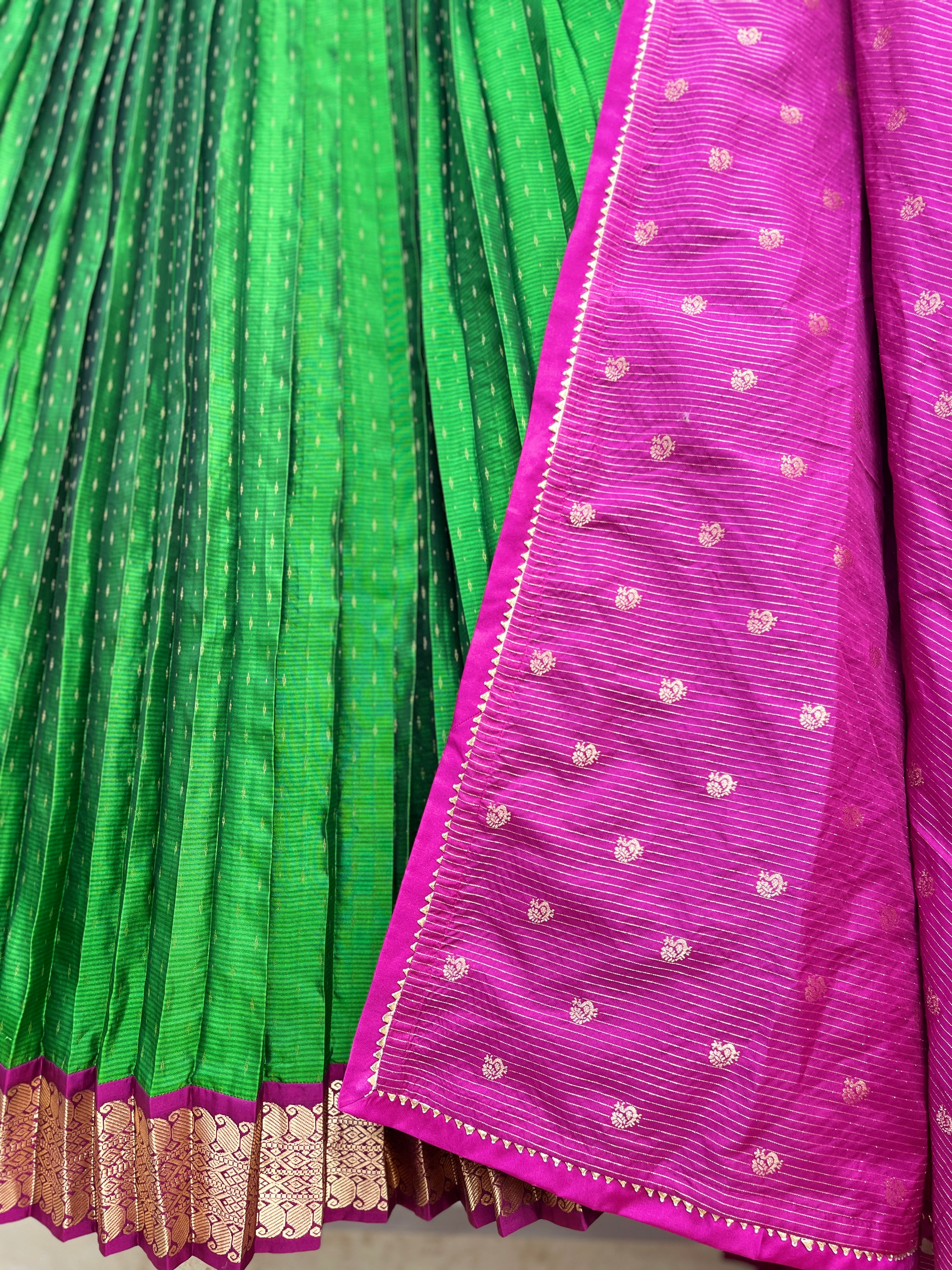 Green Kanchipattu Lehanga set