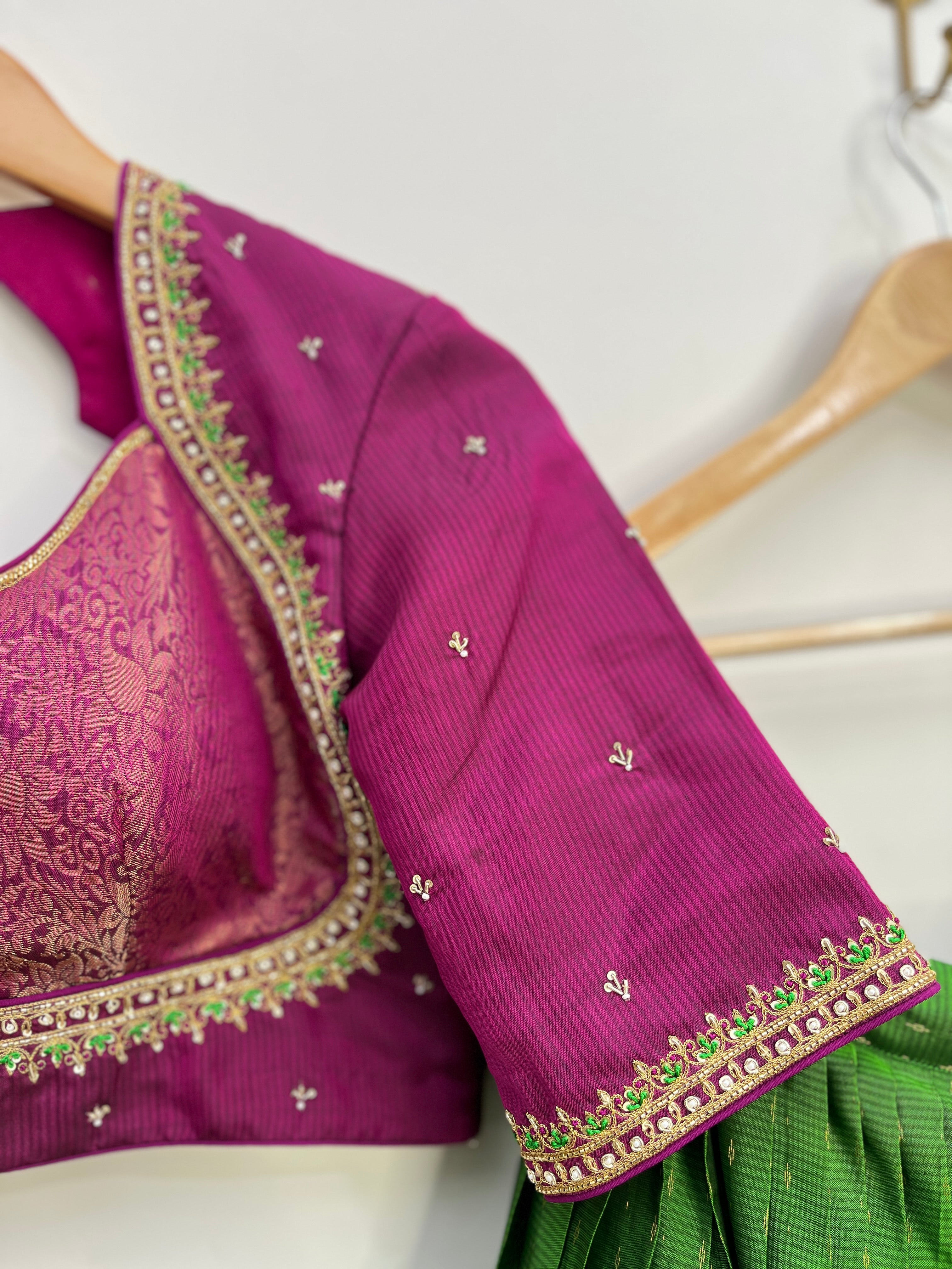 Green Kanchipattu Lehanga set