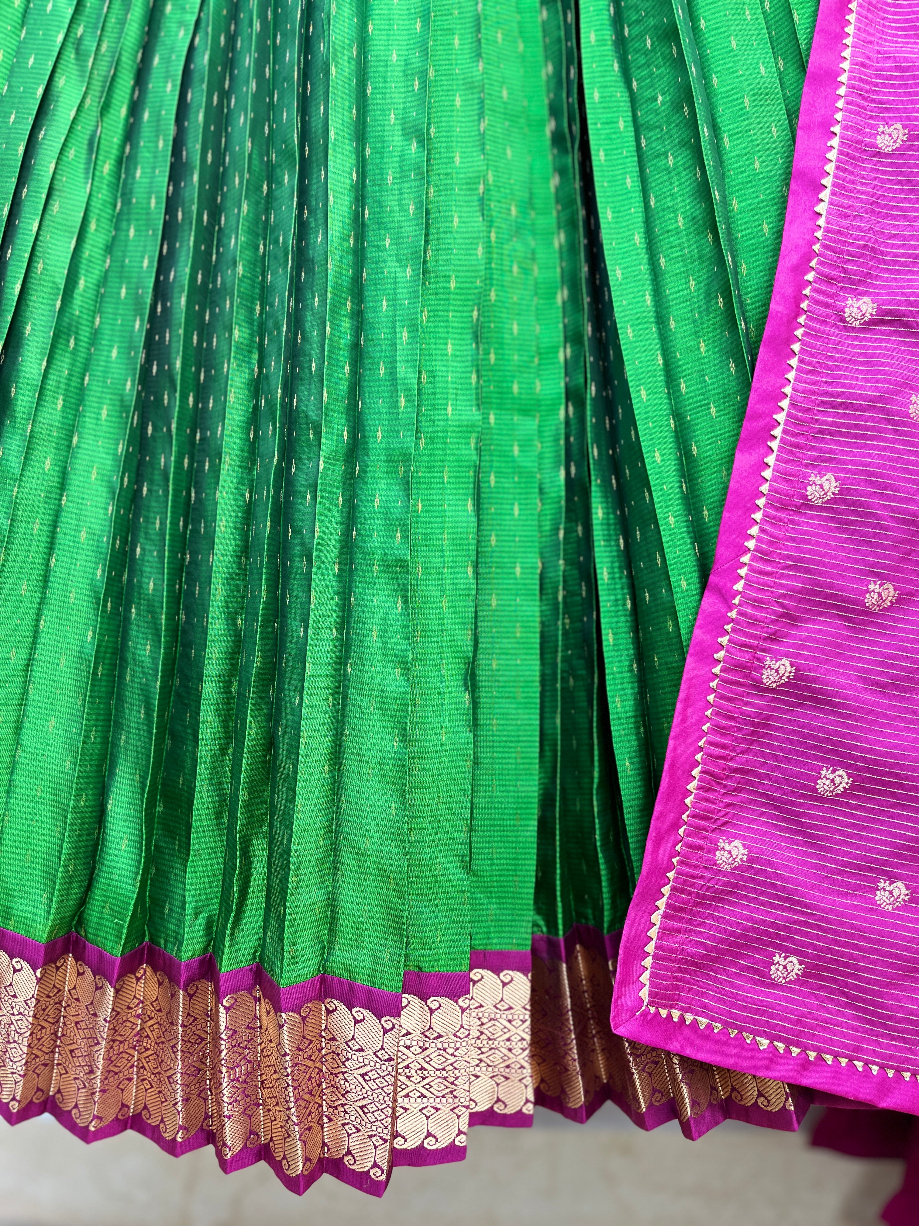 Green Kanchipattu Lehanga set