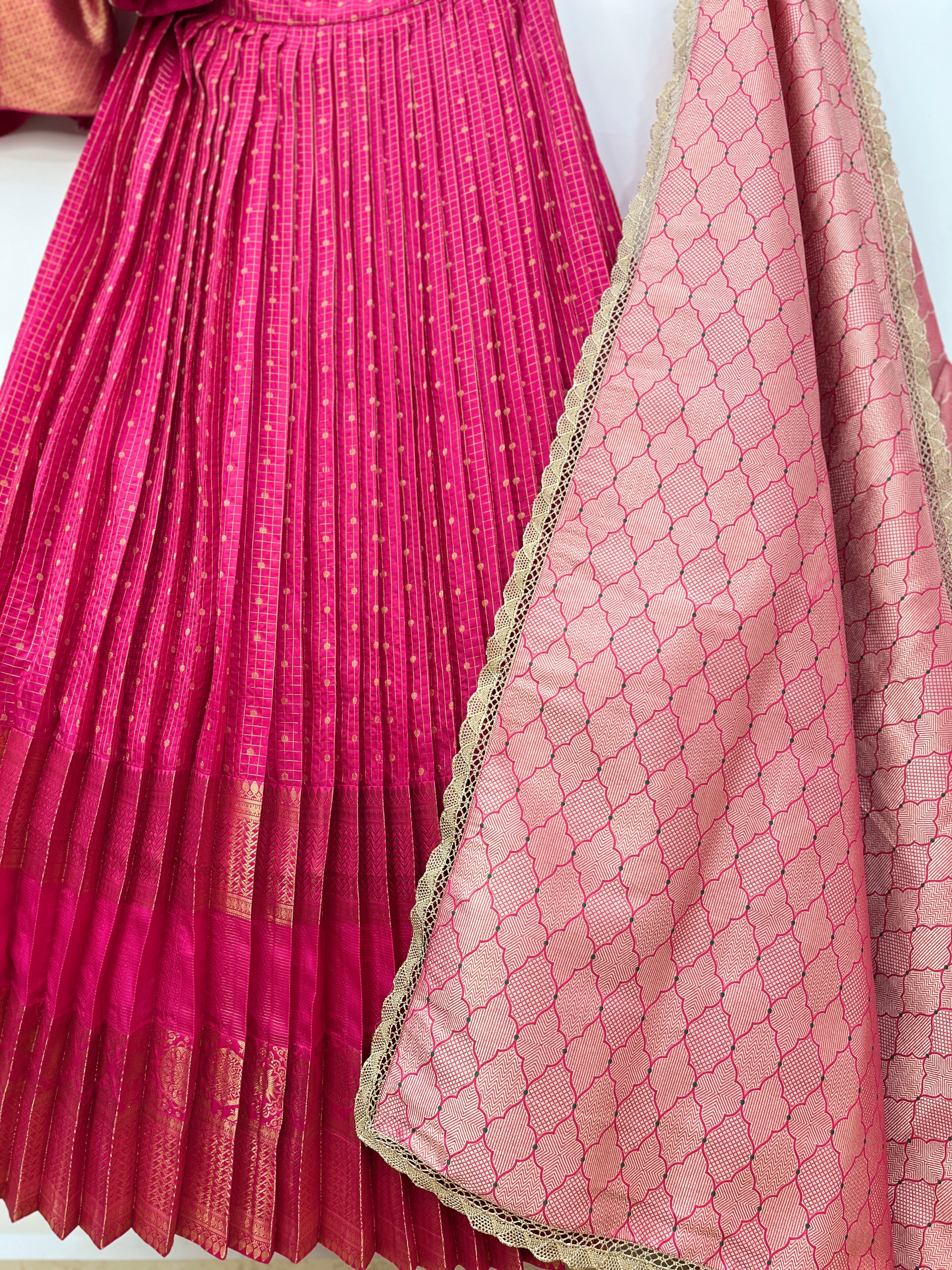 Rani Pink Kanchipattu Langa Voni