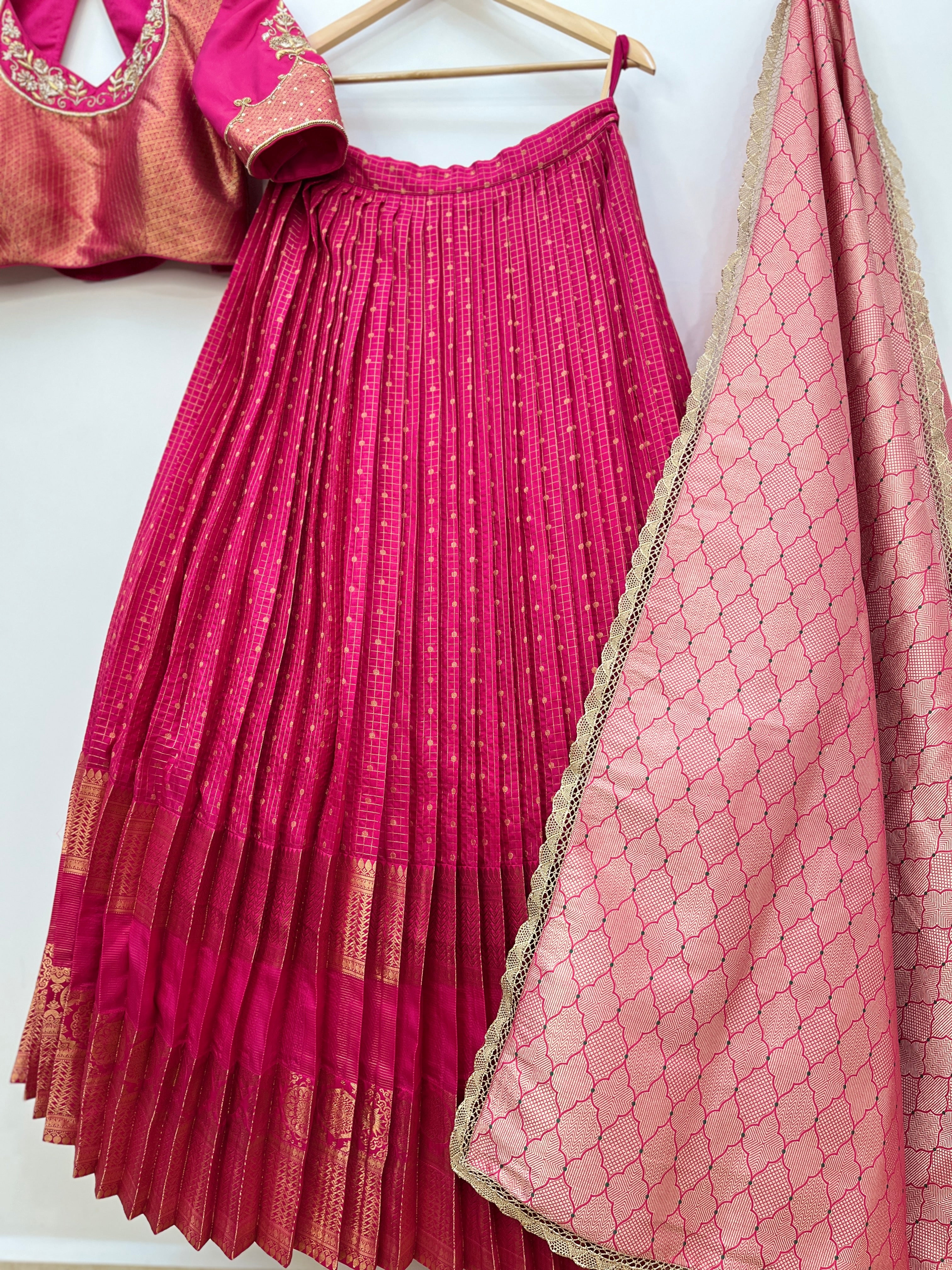 Rani Pink Kanchipattu Langa Voni