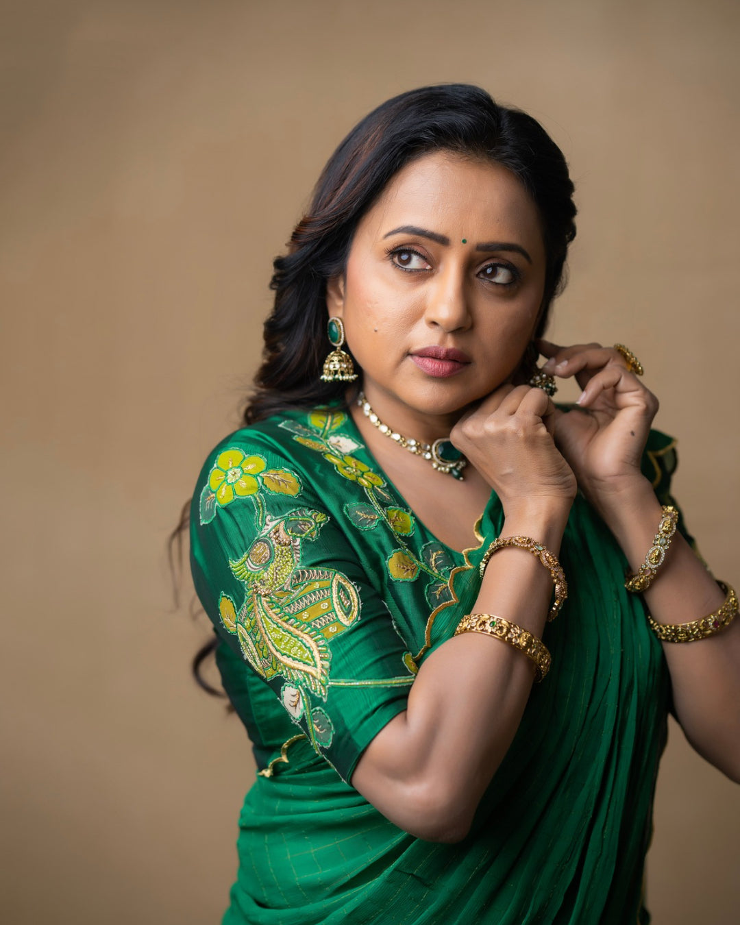 Green Mangalagiri Lehanga Set