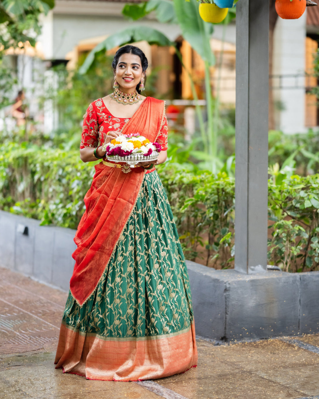 Green Banarasi Brocade Lehanga