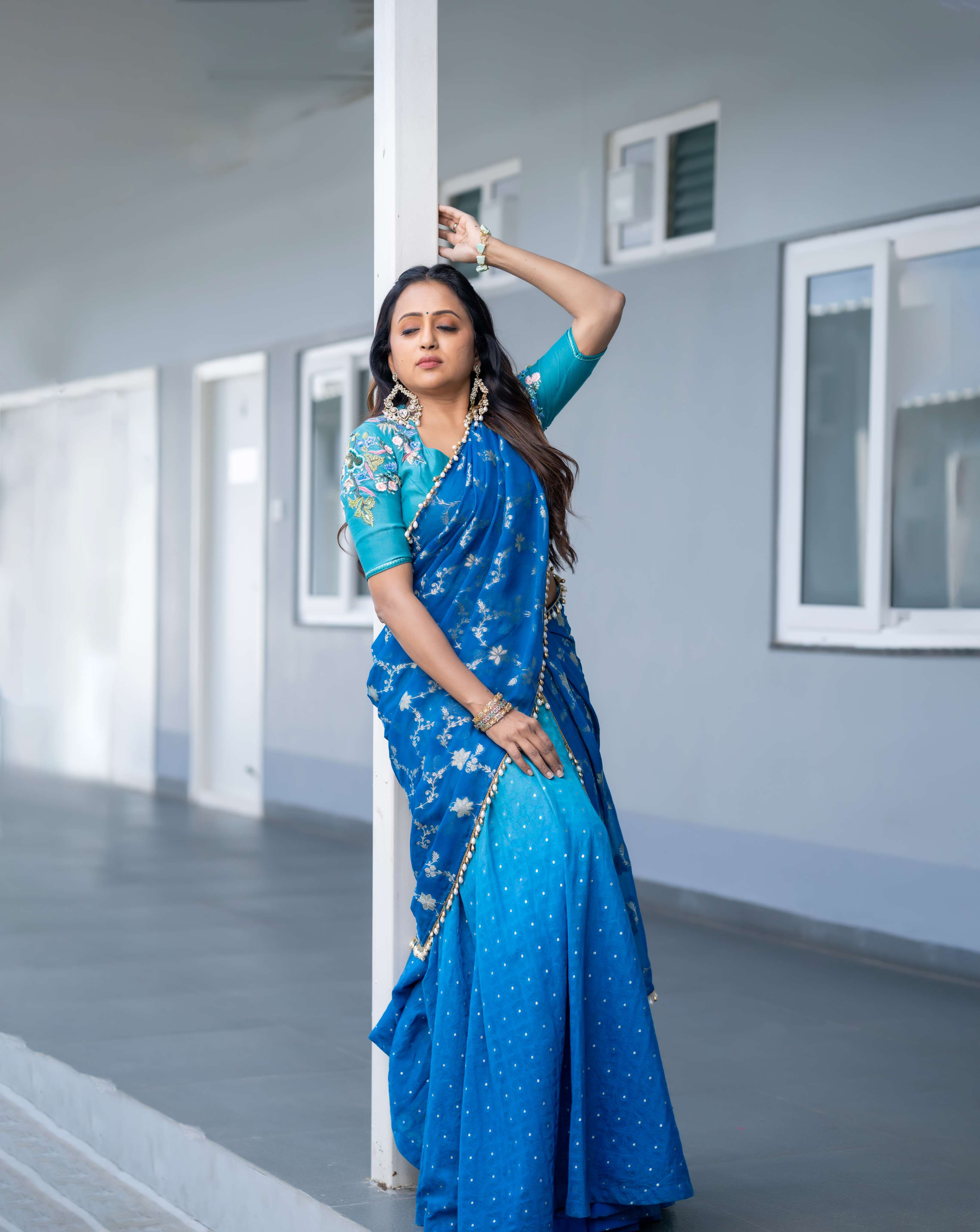 Ombre Chanderi Lehanga Voni Set