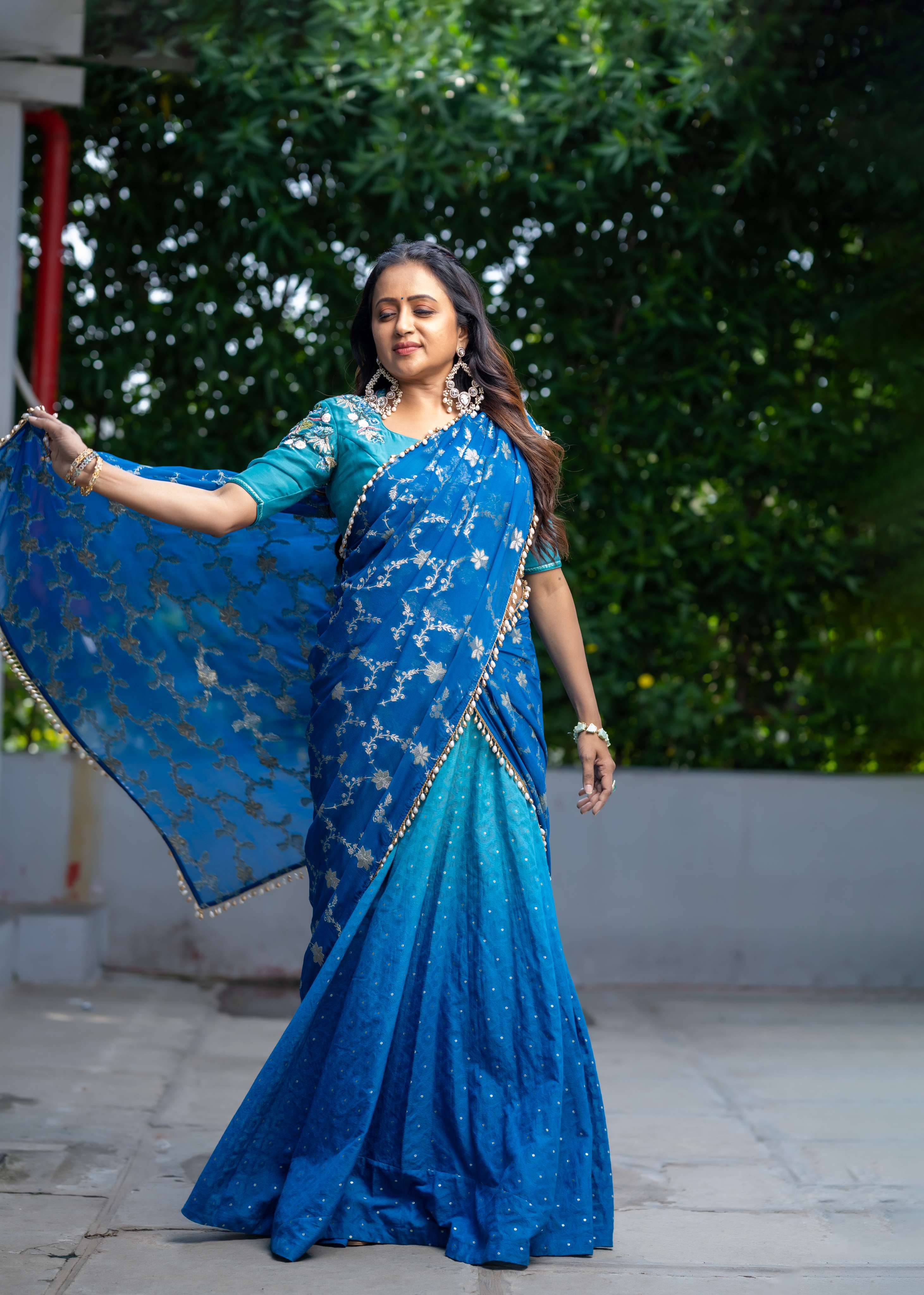 Ombre Chanderi Lehanga Voni Set