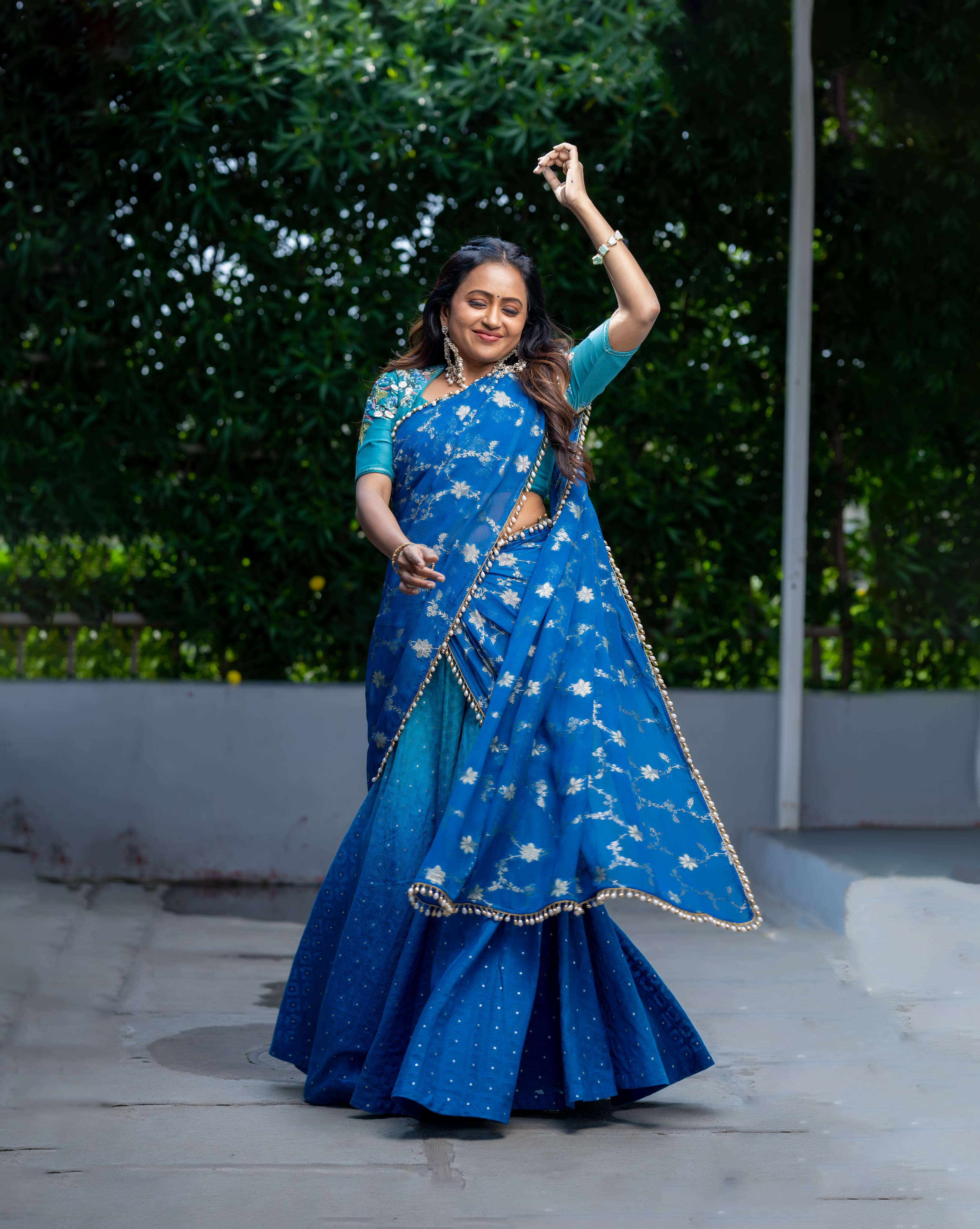 Ombre Chanderi Lehanga Voni Set