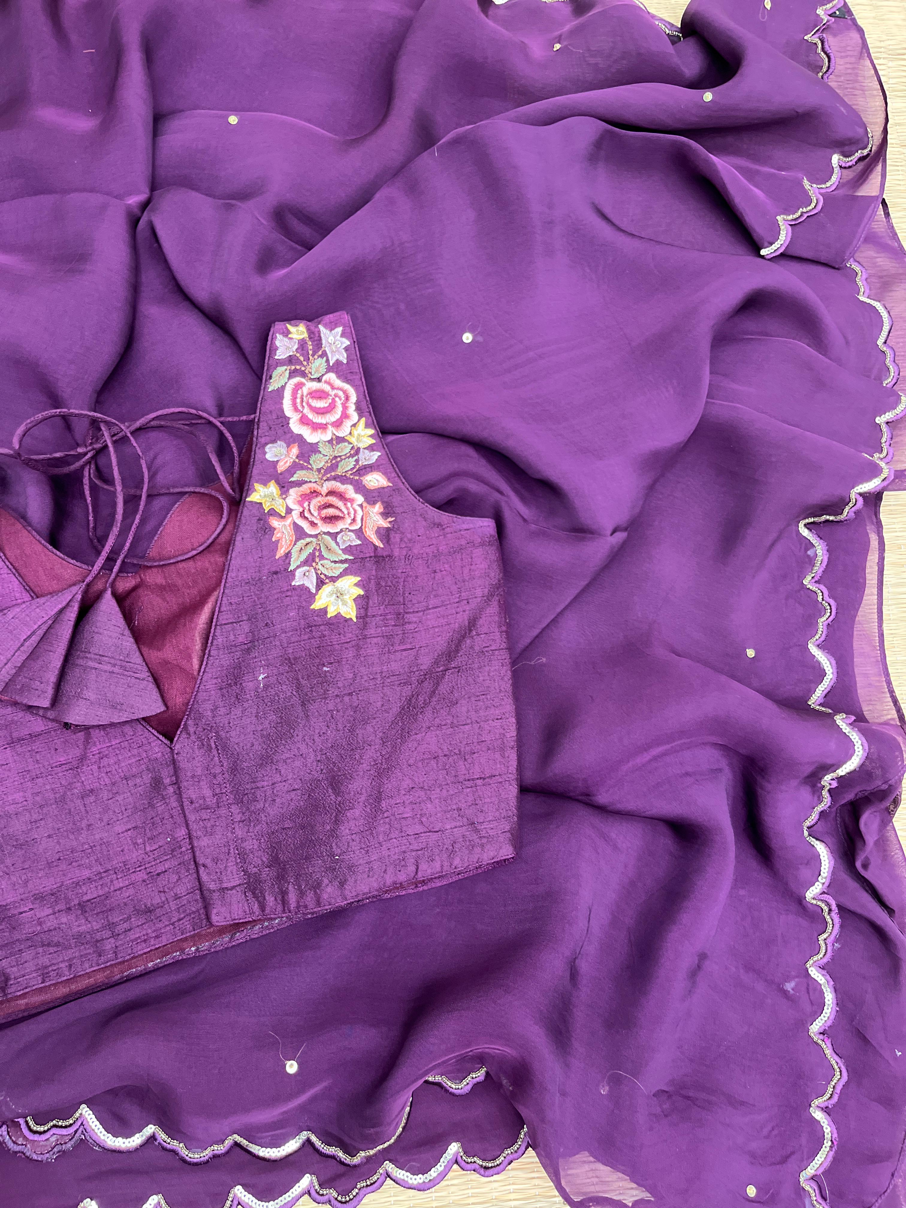 Pure Falling Organza Saree with Blouse