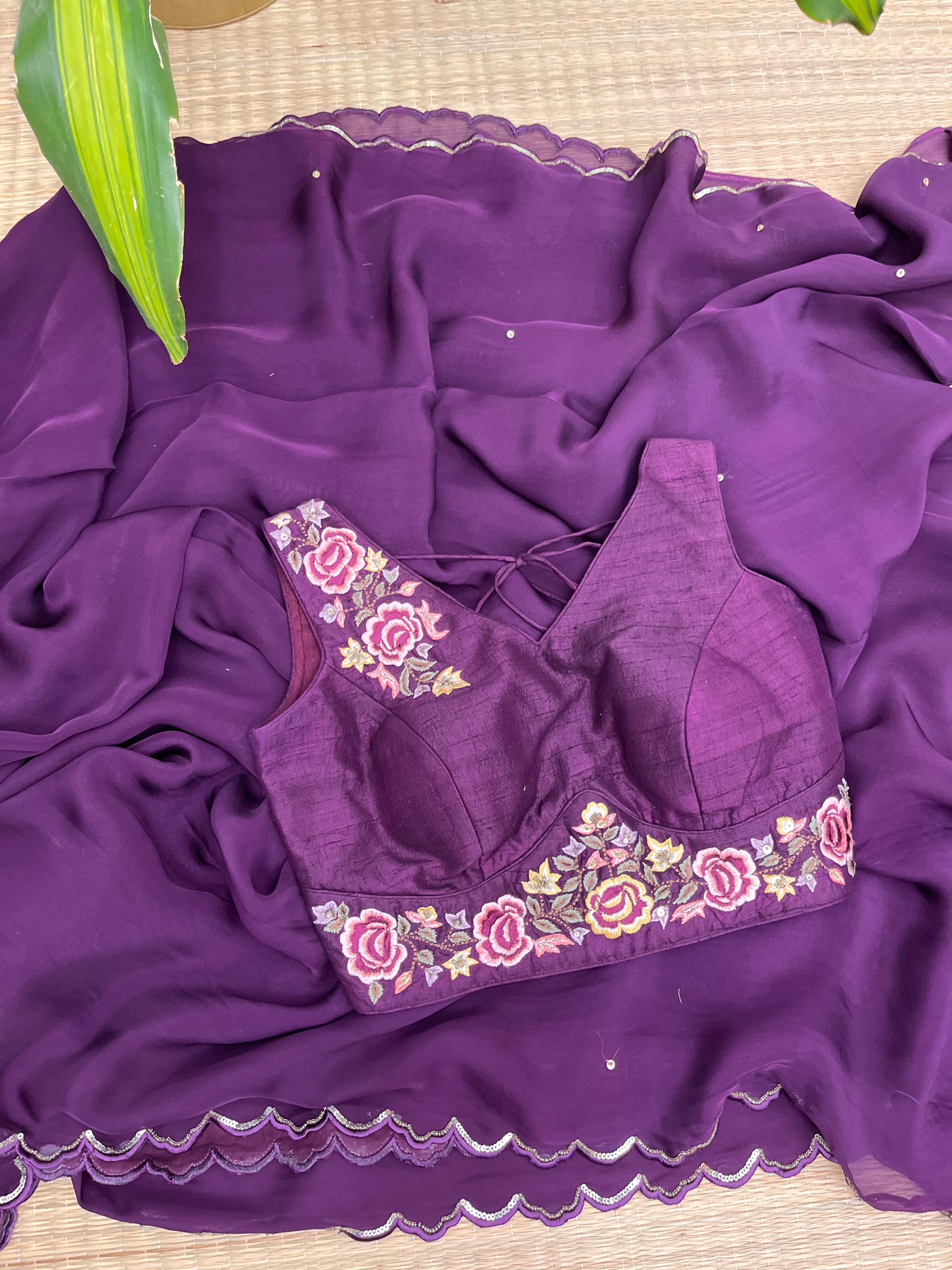 Pure Falling Organza Saree with Blouse