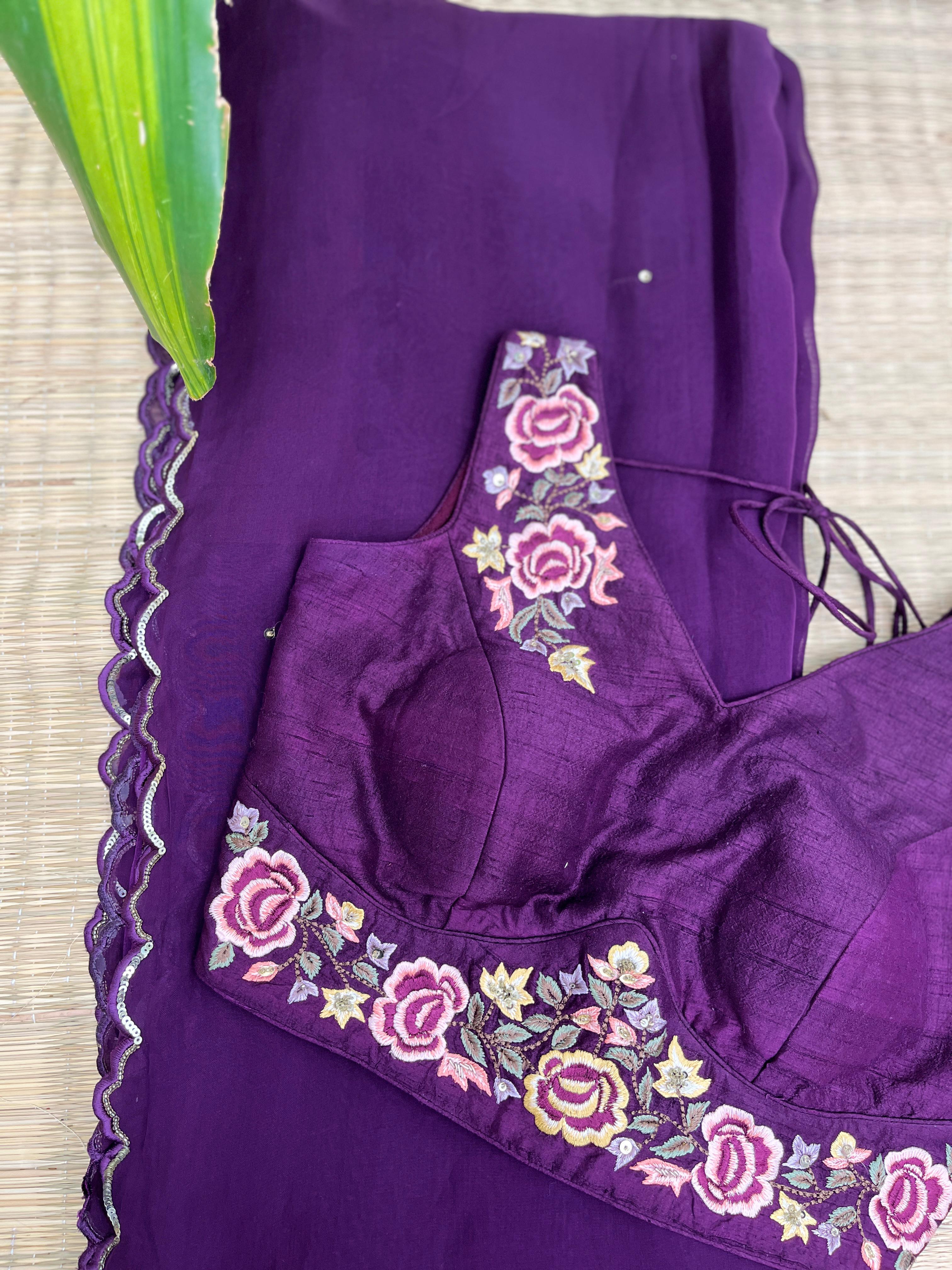 Pure Falling Organza Saree with Blouse